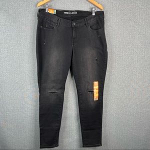 Old navy Rockstar Jeans Womens 16 Regular Super Skinny Black Distressed New